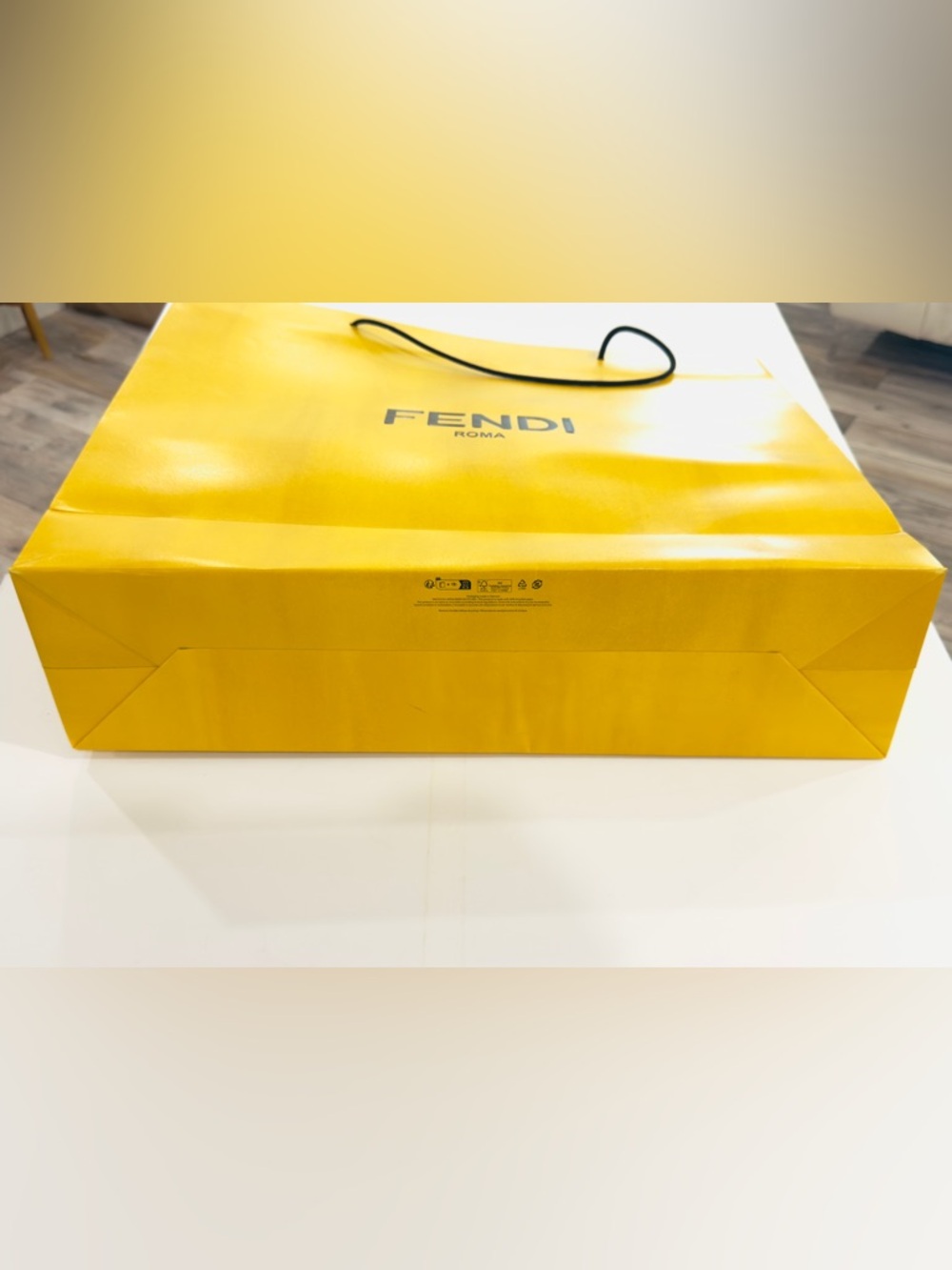 FENDI Roma Reusable Paper Shopping Gift Bag Yellow Size 22”x 18.5”x 6” Inches - Picture 9 of 9